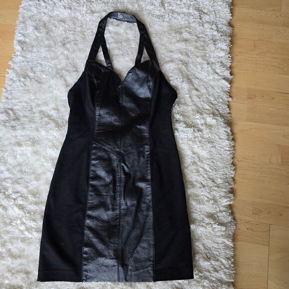 WILSONS Women's Halter Neck Mini Dress Black Size Small Leather Size Small Biker - Picture 11 of 13